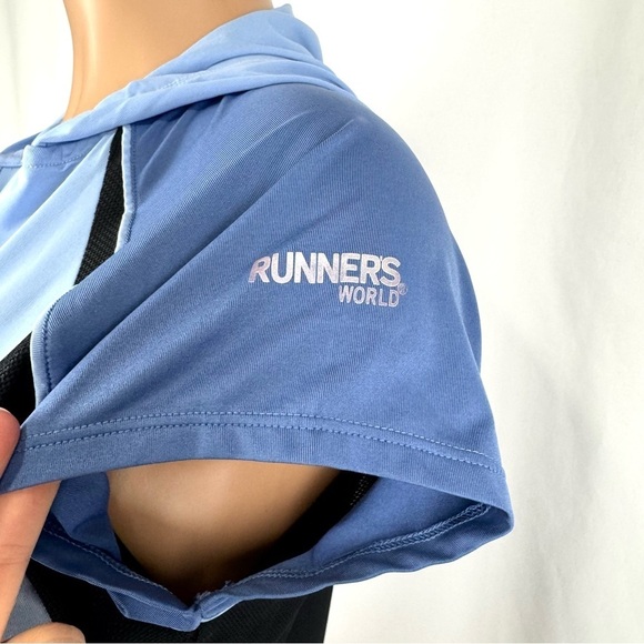 Gore Runner's World Womens M Blue Short Sleeve Knit 1/4 Arlington Hoodie Top NEW - Picture 4 of 12